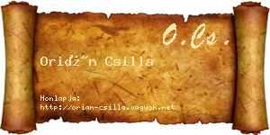 Orián Csilla névjegykártya